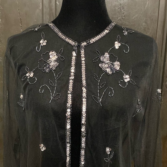 Vintage Mesh longsleeves blk jacket with sequence - size medium - Picture 4 of 10